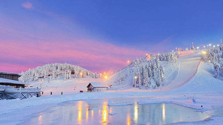 Night skiing in Ruka