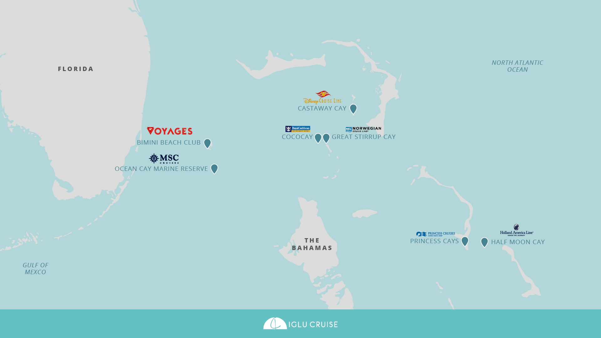 cruise lines private islands map